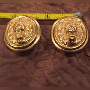 Vintage Gold Plate Tiger  Head Earrings